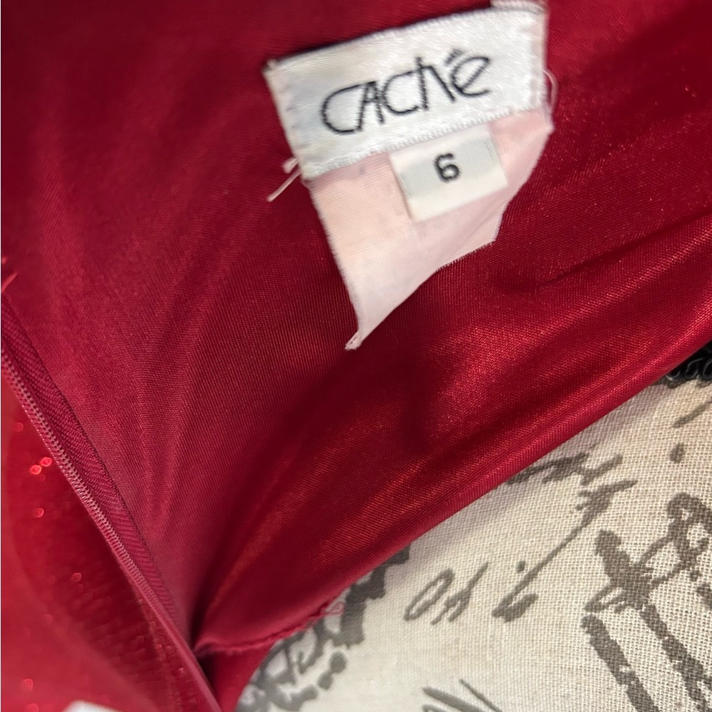 Cache Red Halter Maxi Dress with Sparkle Stretch Open Back. Size 6 - Picture 6 of 6